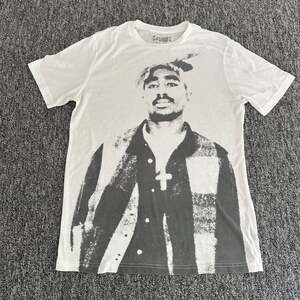 21 Men Tupac Shakur Graphic Print White Short Sleeve T-Shirt